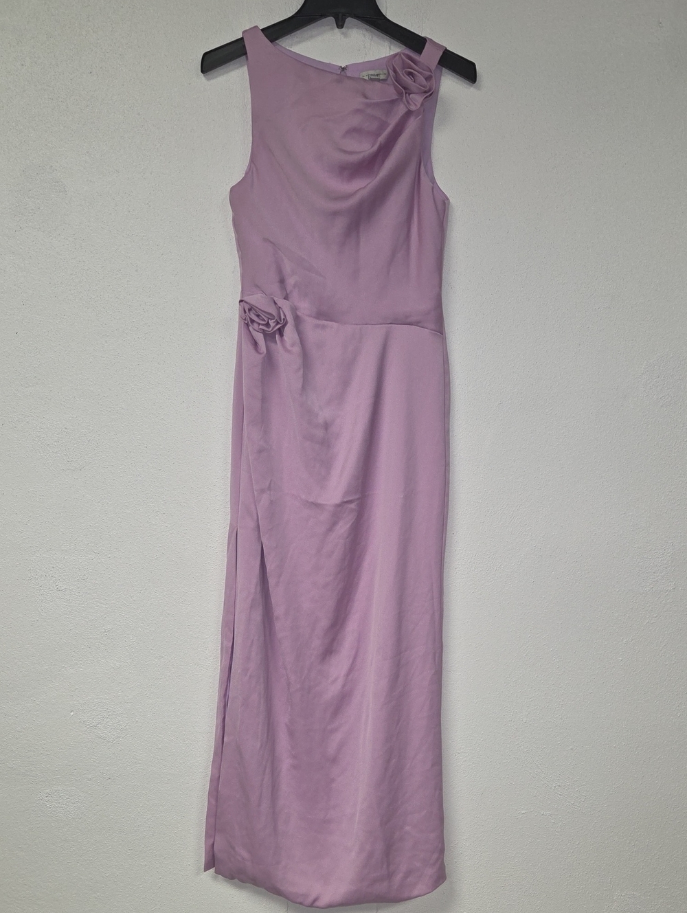 Monique Lhuillier Lilac Sleeveless Maxi Dress with Rosette Accents